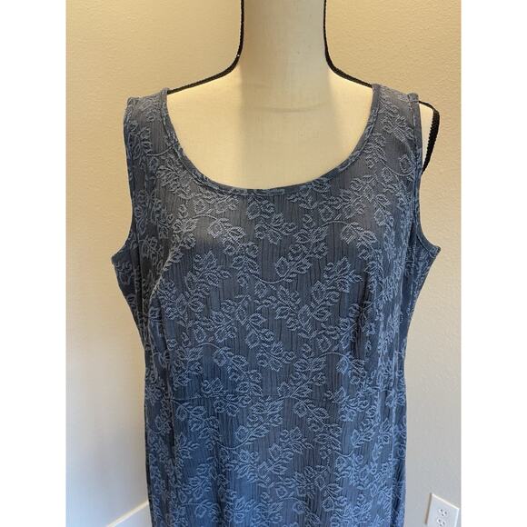 Vintage Connected Y2K Cottage Blue Floral Maxi Dress Sleeveless Size 18W - Picture 2 of 9